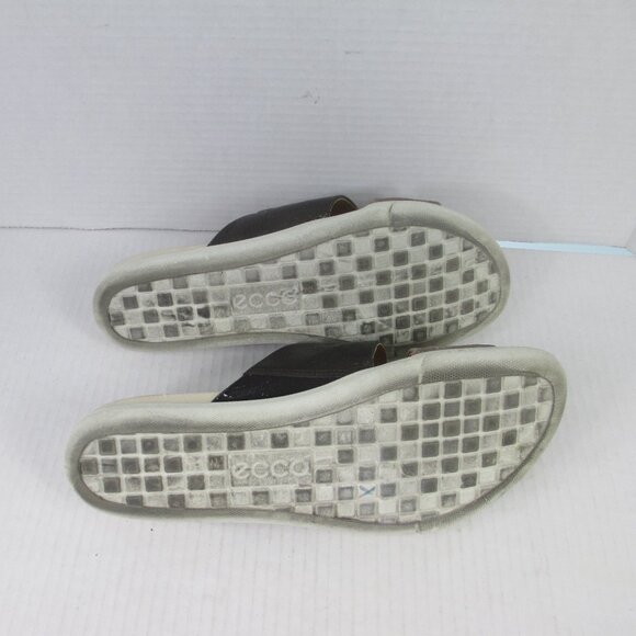 ECCO DAMARA II Slide Leather Flats Sandal Licorice/Deep Taupe 10 US/41 EU - Picture 9 of 9